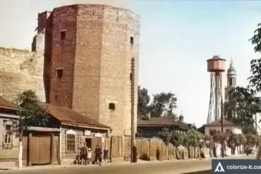 Коломна, улица Октябрьской революции. Колоризированная фотография.