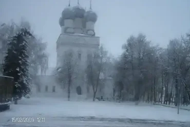 Город Бронницы, Соборная площадь в 2009 году. Снегопад. Фотография Татьяны Залата.