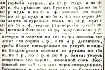 Объявление о продаже коломенской пастилы в Москве, 1812 год. Московские ведомости, 1812, NN 1-34, С. с. 744, 745.