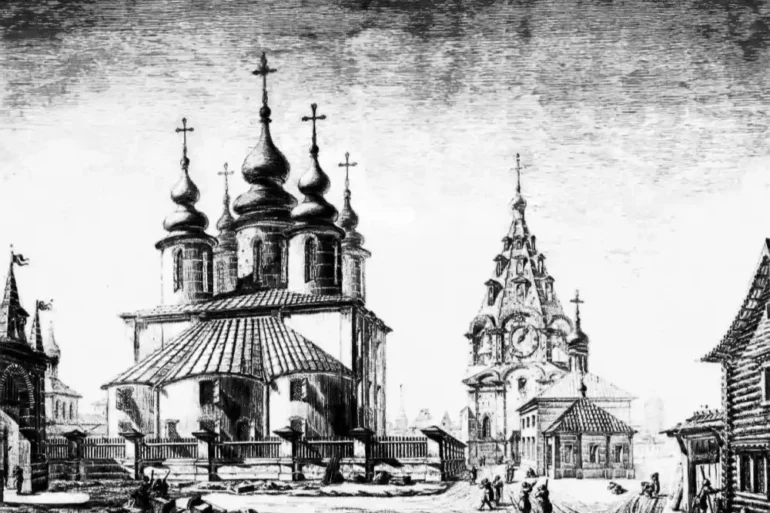 Соборная площадь в Коломне (1778). Рисунок Матвея Казакова.