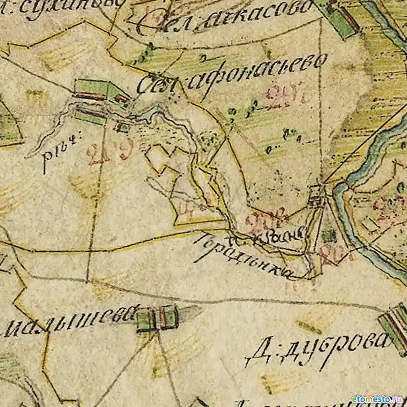 Село Афанасьево (Афонасьево) Коломенского уезда на плане Генерального межевания (1780-е - 1790-е гг.).