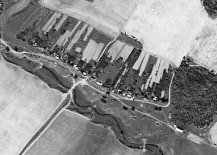 Деревня Ламоново на спутниковом снимке 1964 года.