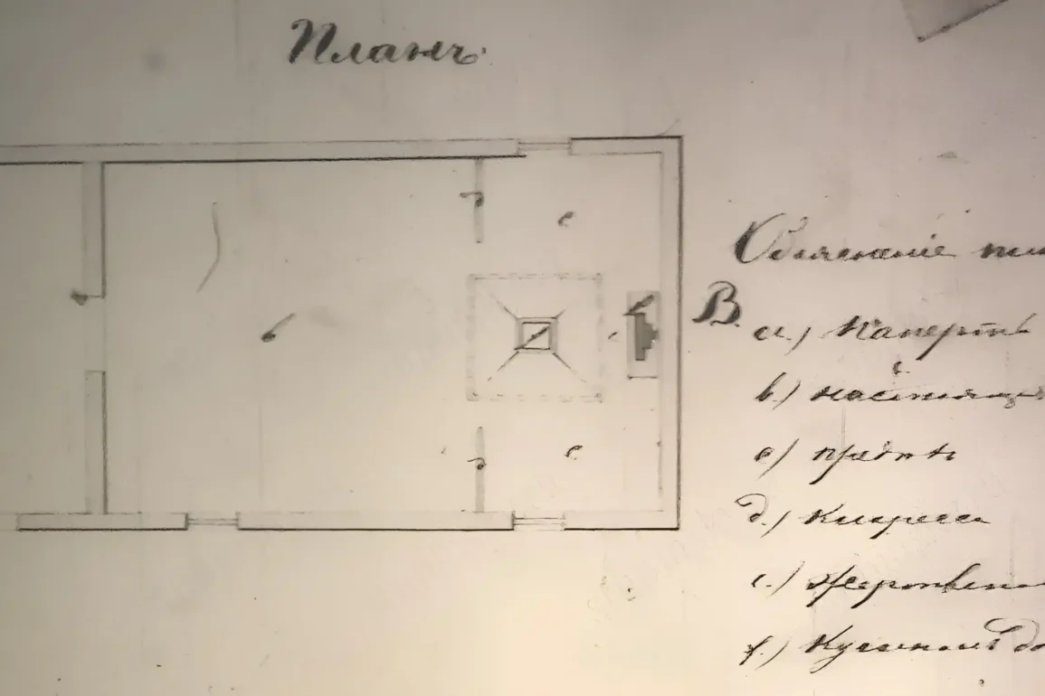 План раскольничьей молельни в д. Новочеркасской. ЦГА Москва. Ф. 54. Оп. 169. Д. 98. Л. 6.