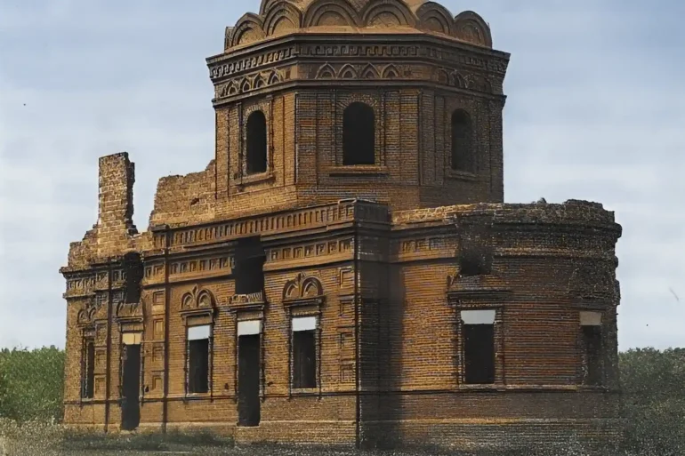 Покровская церковь погоста Красна (бывш. Коломенский уезд, сейчас - Коломенский район). Колоризированное изображение. Источник: Памятники архитектуры Московской области [Текст] : иллюстрированный научный каталог / под общ. ред. Е. Н. Подъяпольской ; Ком. по культуре Администрации Моск. обл. Центр. науч.-реставрац. проект. мастерские М-ва культуры РФ. - Москва : Стройиздат, 1999 - С. 104.