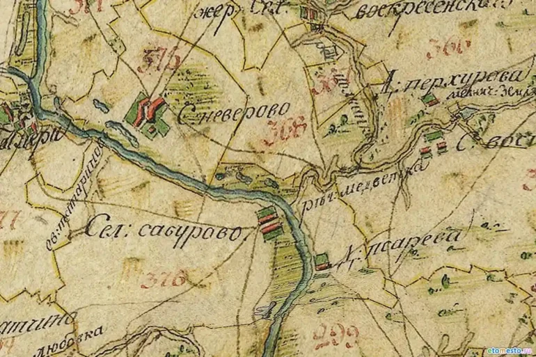 Село Сабурово Коломенского уезда на плане Генерального межевания (1780-е - 1790-е гг.).
