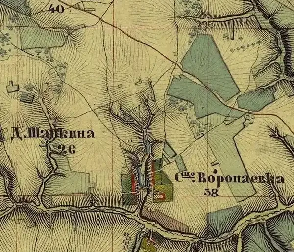 Сельцо Ворыпаевка на карте 1853 года издания.