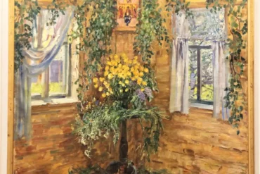 Троицын день. М. Г. Абакумов, 1993. Холст, масло. Д. Синяково Вологодской области. Музейно-выставочный зал им. М. Г. Абакумова (Коломенская картинная галерея "Дом Озерова").