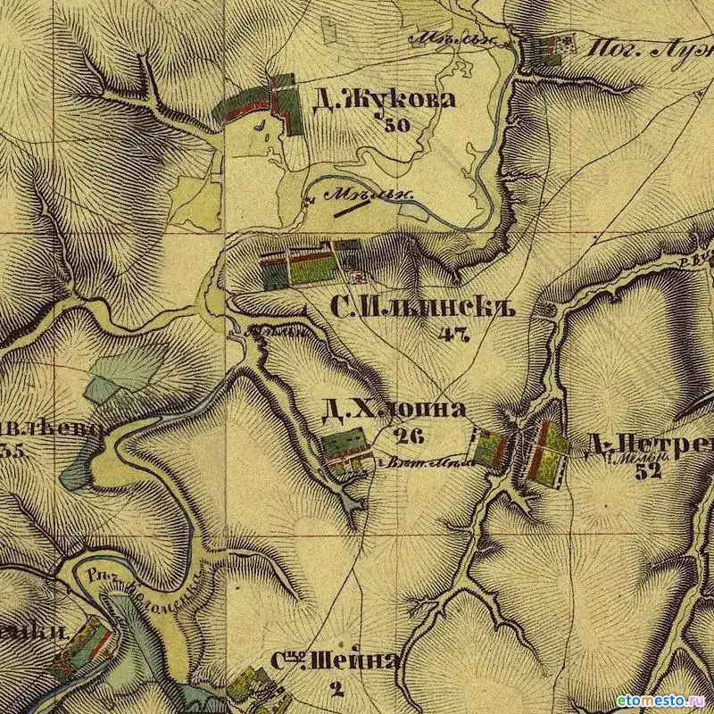 Село Ильинское, Коломенский уезд, на карте 1853 г.
