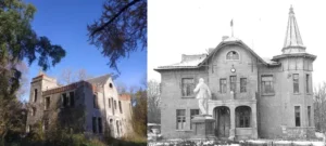 Усадьба Э. Липгарта в Щурово: сегодня и раньше. Фотоколлаж. Источники: фотография с сервиса "Яндекс карты", автор - Stitch Totoro-san, профиль в картах: https://yandex.ru/maps/user/br2eb0k3mxrwe1ky3x2rb64x5r; фото из открытых источников.