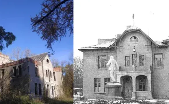 Усадьба Э. Липгарта в Щурово: сегодня и раньше. Фотоколлаж. Источники: фотография с сервиса "Яндекс карты", автор - Stitch Totoro-san, профиль в картах: https://yandex.ru/maps/user/br2eb0k3mxrwe1ky3x2rb64x5r; фото из открытых источников.