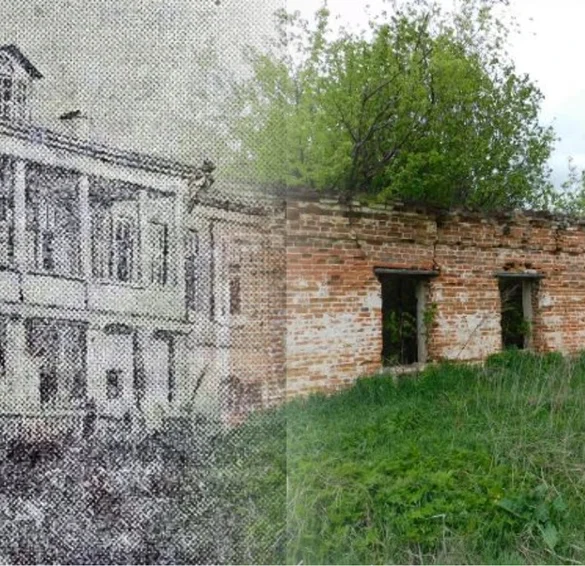 Коллаж усадьба Алешково. До и после.