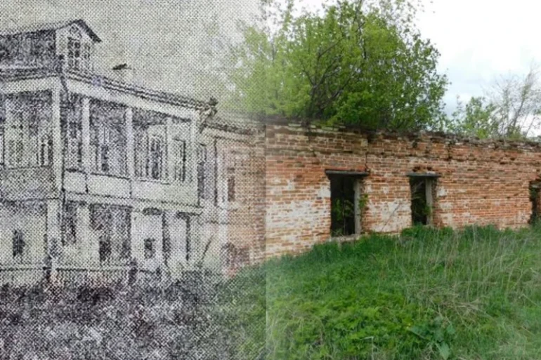 Коллаж усадьба Алешково. До и после.