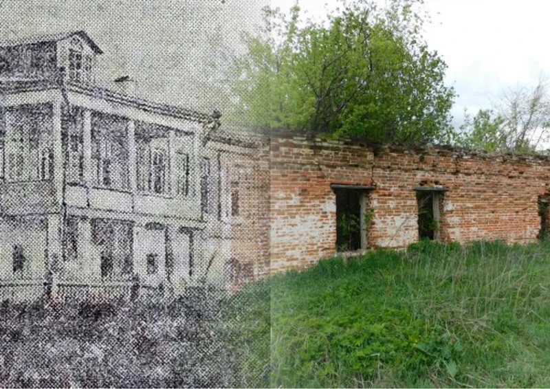 Коллаж усадьба Алешково. До и после.