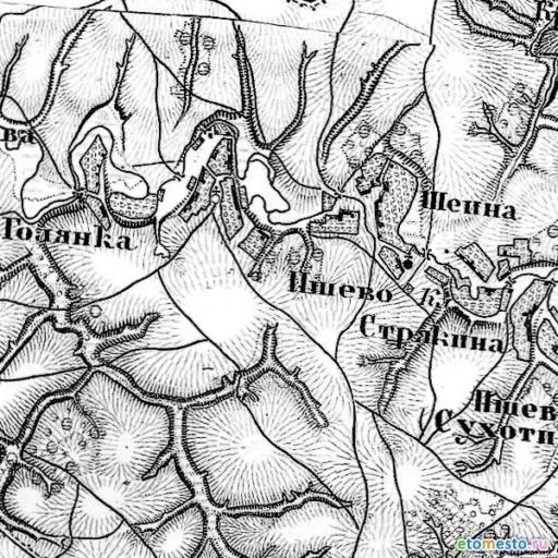 Село Голянка (Острое) Новосильского уезда на карте Ф. Ф. Шуберта Новосильского уезда (1868 - 1919 гг.).