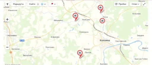 Пример работы с фильтрацией меток на краеведческой карте на портале "Про Край" — на карте остались только материалы о церквях в городском округе "Коломна".