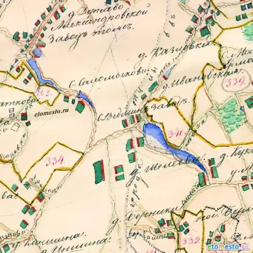 Планы Генерального межевания, Алексинский уезд (кон. XVIII в.). Местность Каширских железных заводов.