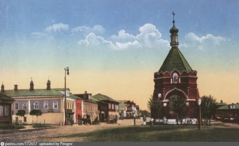 Часовня в память 17 октября 1888 года, Воскресенск (Истра), старинная открытка. Фото с сайта: pastvu.com. Загрузил: Pirogov.