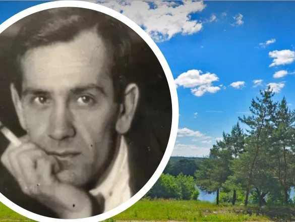 А. Д. Попов (1892 - 1961) в селе Кременье Озёрского района. Фотоколлаж.
