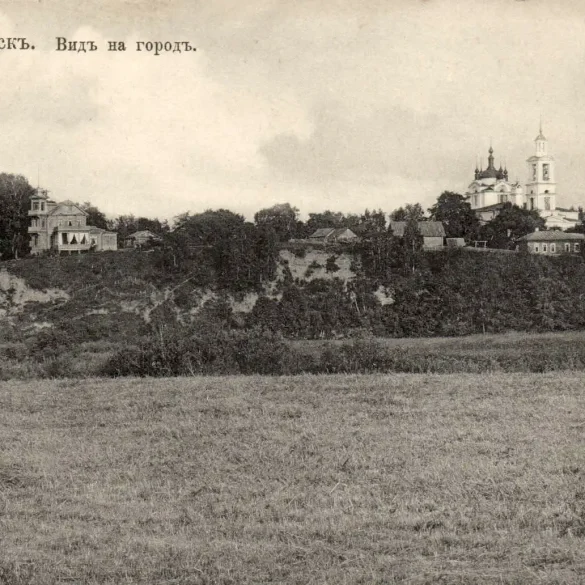 Город Воскресенск (сейчас - Истра). Вид на город. Церковь Вознесения Господня. Старинная открытка.