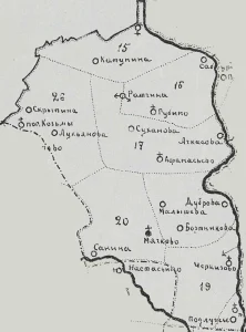 Мячковская волость Коломенского уезда на карте 1894 года.